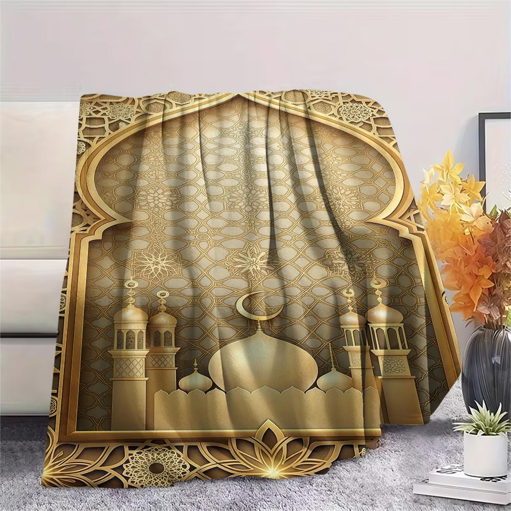 1Pz Coperta in Flanella con Stampa Musulmana, Alta Qualità, Per Tutte le Stagioni, Decorazione per la Casa, Calore e Comfort, Perfetta per Regali di Natale