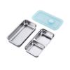 Stainless Steel Double Compartment Microwave Bento Lunch Box Reusable Fresh-Keeping Box Outdoor Picnic Fruit Food Container