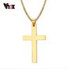 Vnox 24" Men's Stainless Steel Cuban Chain Necklace Simple Cross Gold-Color/Black/ Color Pendant