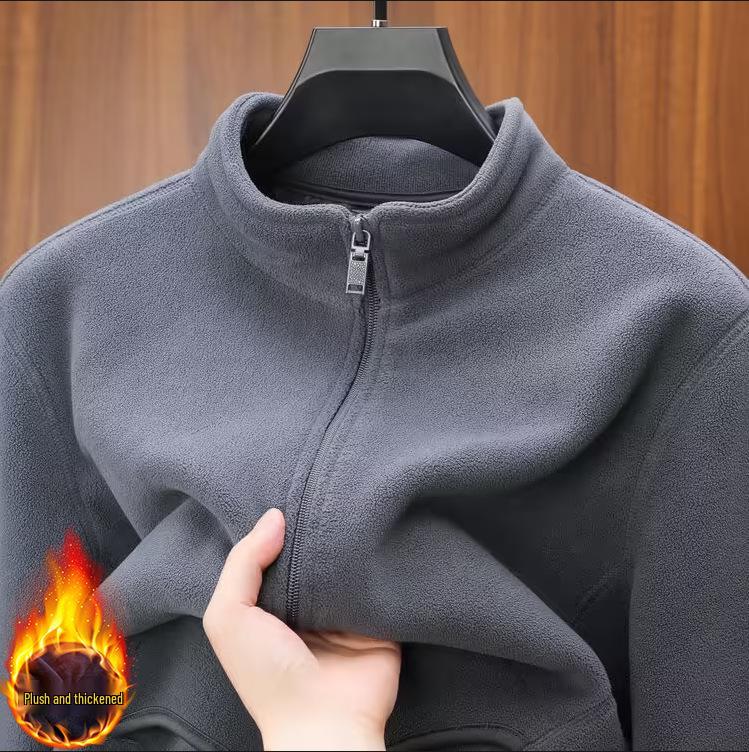 Men's Double-Sided Fleece Jacket - Warm Casual Spring & Autumn Mountaineering Liner
