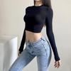 O Neck Solid T Shirt Basic Long Sleeve Women T-shirt Casual Tank Top Slim Female Crop Top Fashion