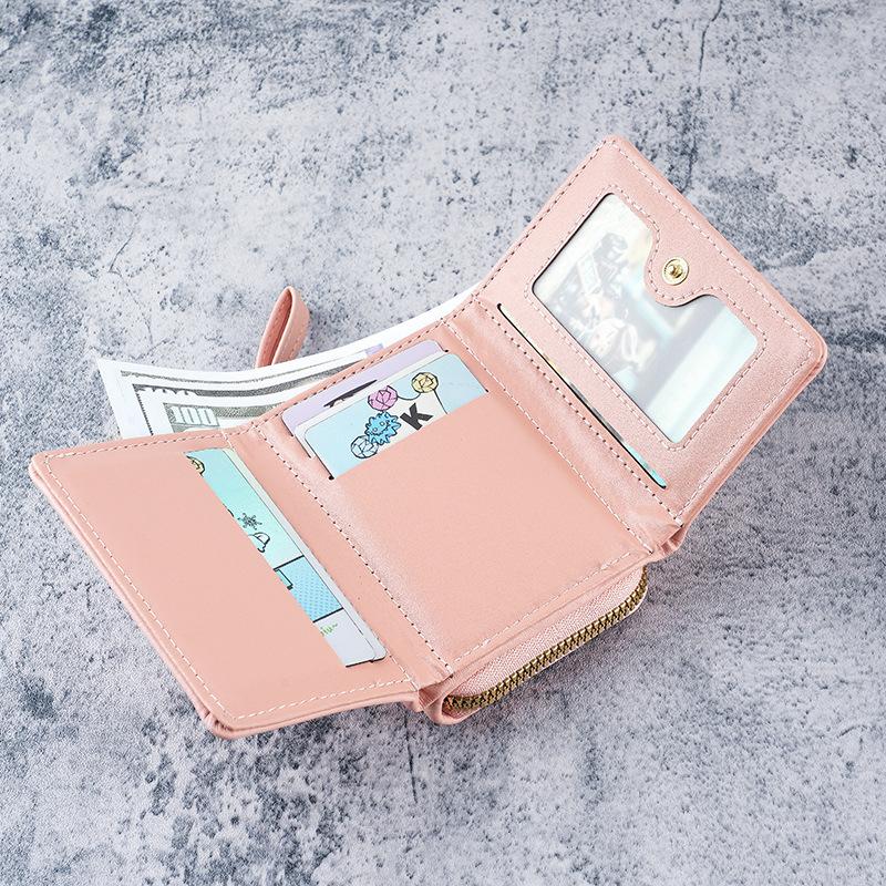 Women's small wallet leather new hand change bag two-in-one zipper three-fold card bag integrated storage bag