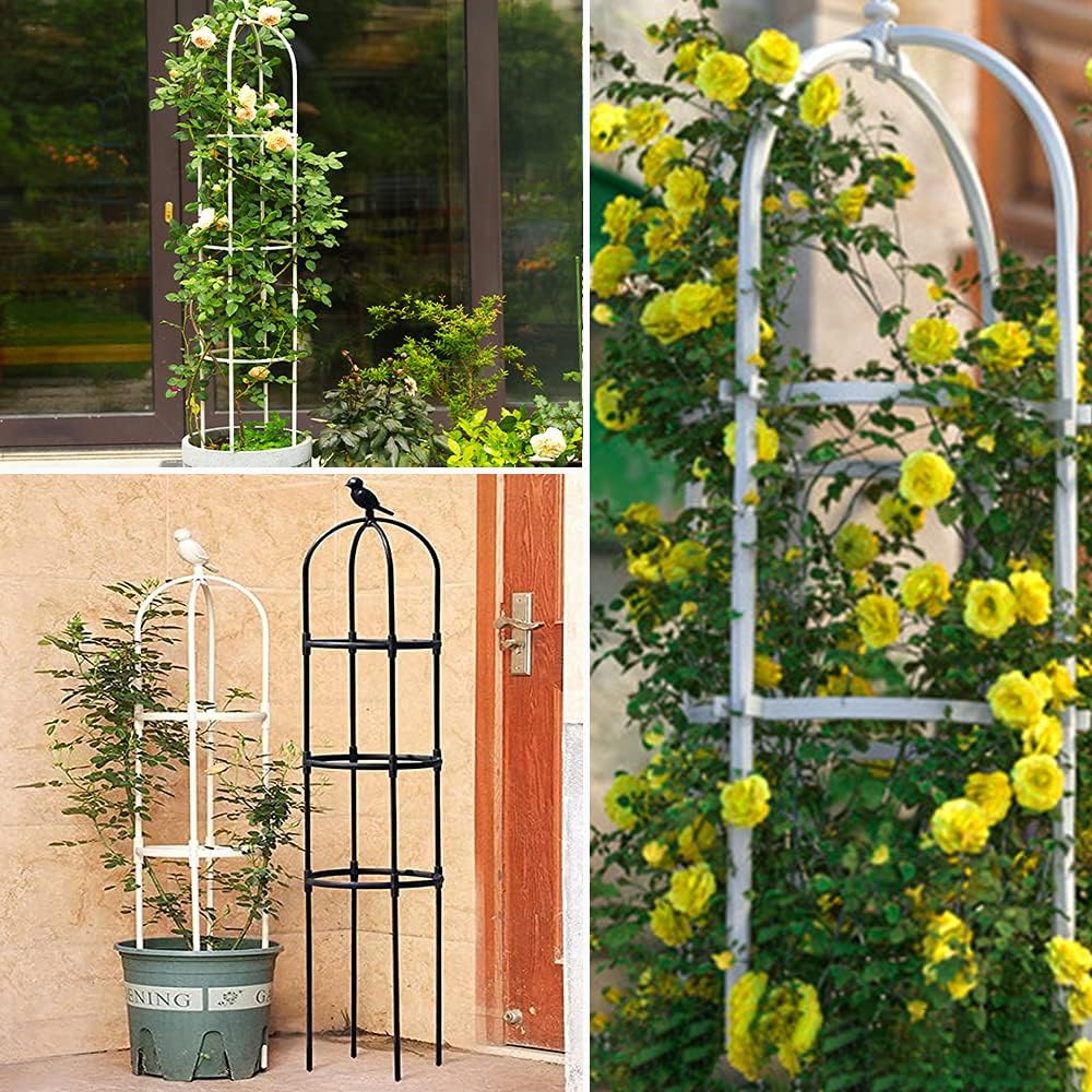 

6ft Garden Obelisk Trellis for Climbing Plants-Rustproof Metal Pipe with Heavy Duty Plastic Coated, Garden Outdoor Indoor Potted 6FT чорний