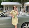 Real Shot: Summer Hong Kong-Style Korean Short-Sleeve Denim Dress - Fashionable Waist-Slimming Design for Women