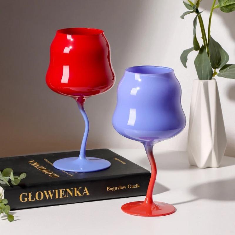 Hand Blown Creative Macaron Colored Twisted Cup Glassware Goblet Wine Glasses Goblet Red Wine Glass Cups for Home Party Use
