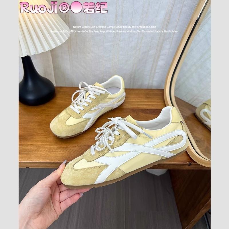 2025 spring new American retro fashion moral training shoes women's spring and summer leather versatile soft-soled sports jogging shoes