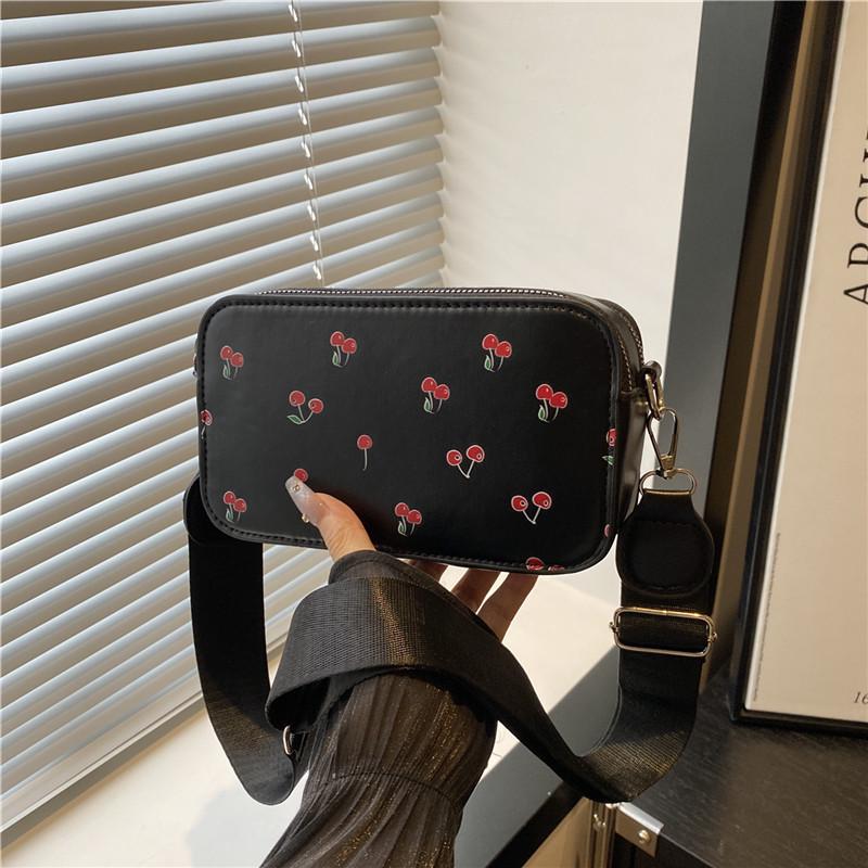 Korean Floral Casual Aesthetic Crossbody Box Bag чёрный