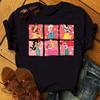Funny Summer Disney Villains Printed Women T Shirts Round Neck Y2k Clothes Cartoon Graphic T Shirts 90s Female Tops Tees