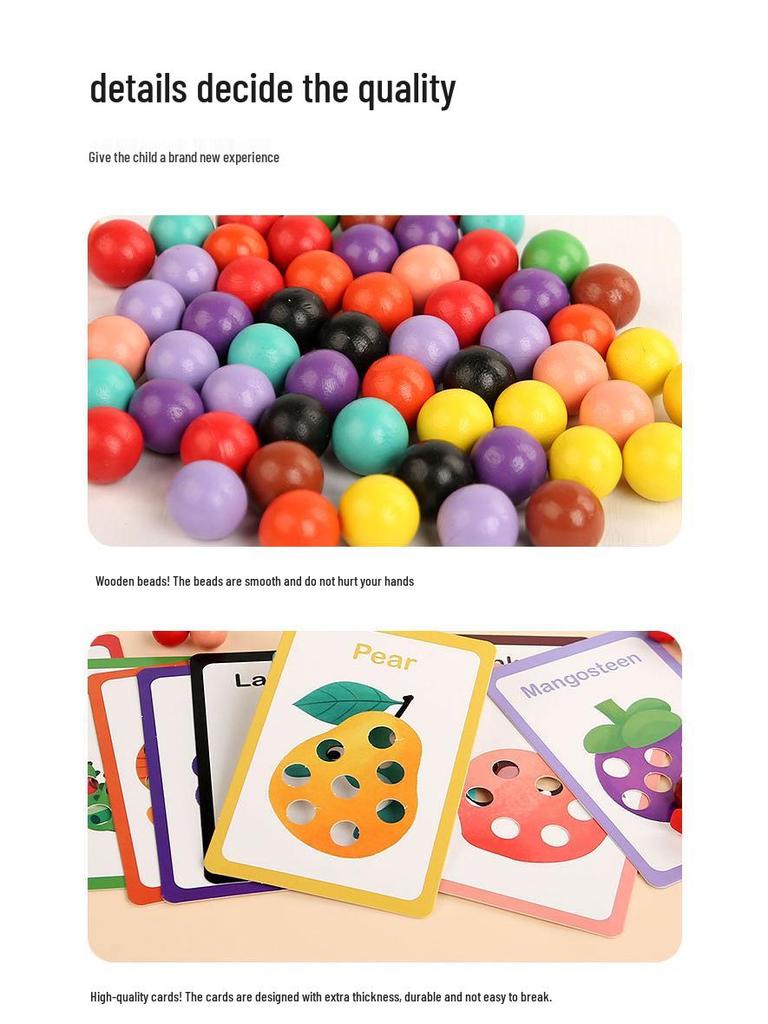 Montessori Clamping Beads: Number & Color Matching Wooden Puzzle Toy for Kids