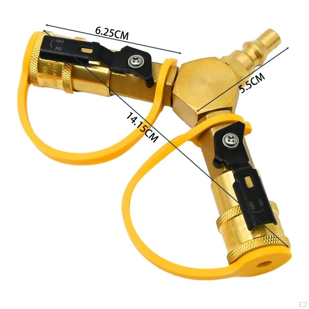 1/4" RV Propane Quick Connect Y Splitter Adapter 2 Way Heavy Duty Professional Disconnect Kit