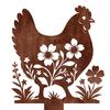Outdoor Yard Art Decor Rusty Garden Decorative Stake, Metal Chicken Sloth Pig Dog Animals Silhouette Stakes Sculpture for Patio Lawn Flower