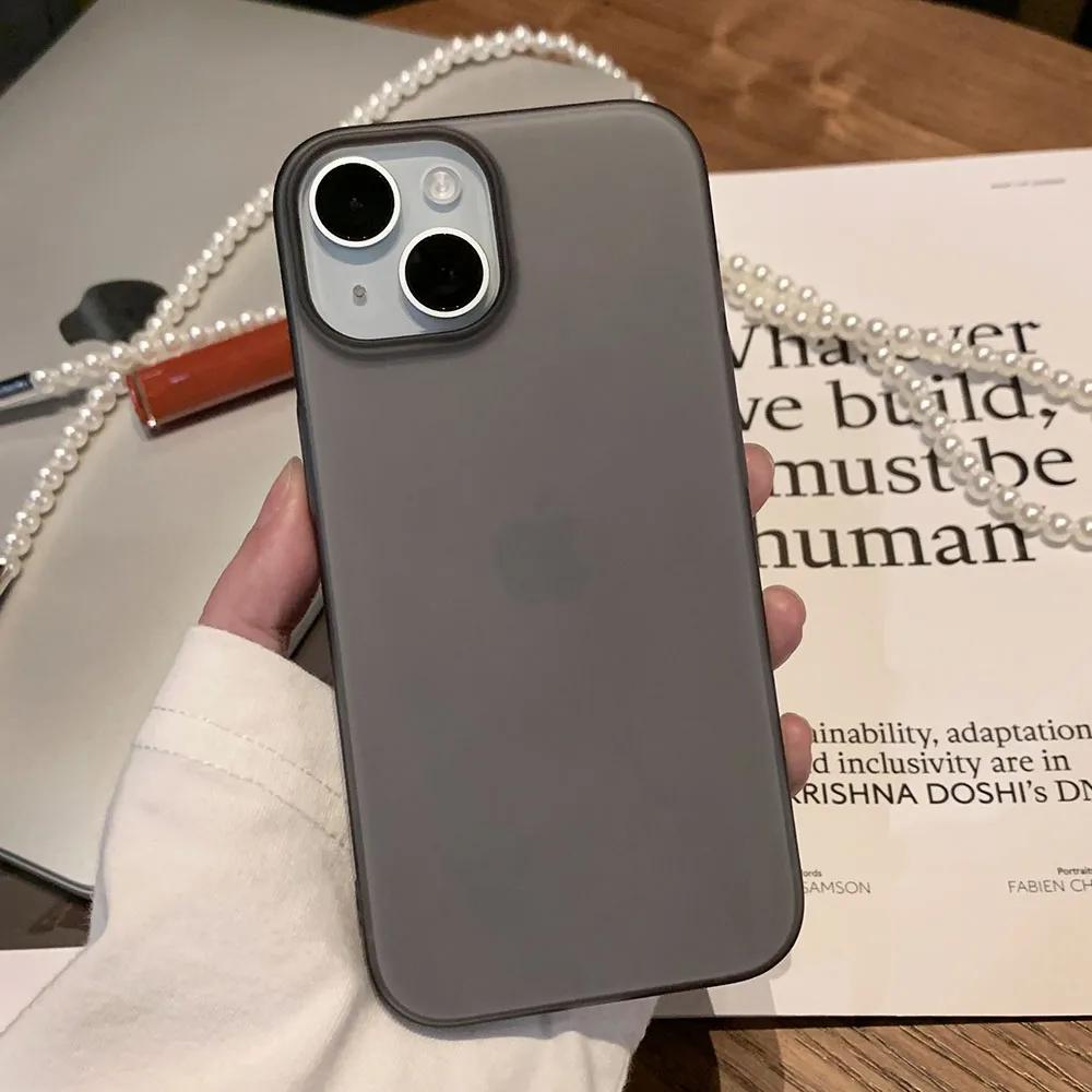 Luxury Ultrathin Matte Shockproof Phone Case For iPhone 15 14 13 12 Pro Max Plus Transparent Bumper Back Cases Cover