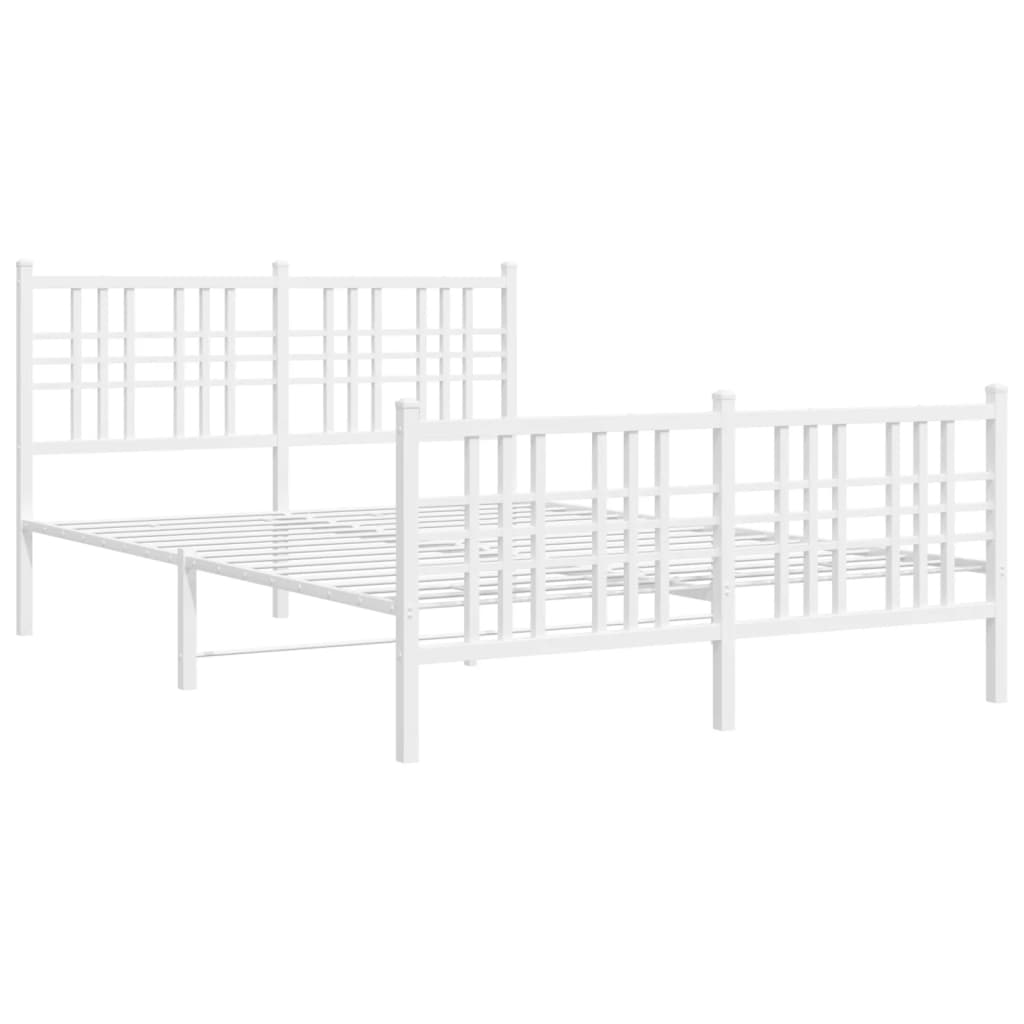 Metal Bed Frame with Headboard and Footboard White 120 x 200 cm