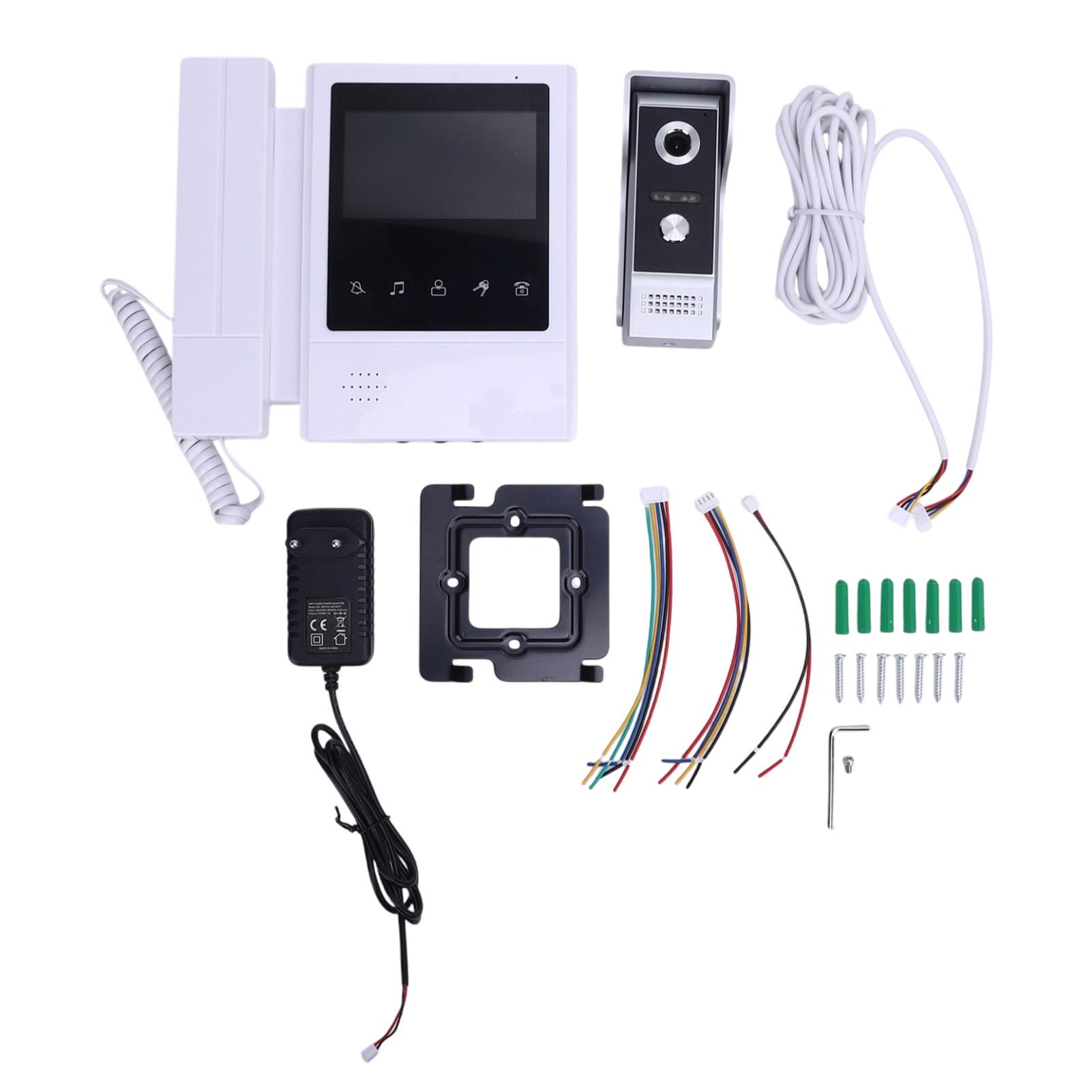 Sistema de Videoportero Monitor Táctil de 4,3 Pulgadas Intercomunicador de Video Cableado Kits de Timbre Intercomunicador de Puerta Estilo Teléfono