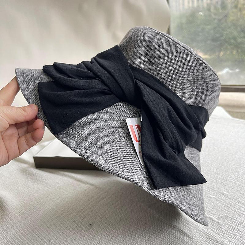 Hat women's spring and summer UV protection face covering face small sun hat bow sunscreen sunshade bucket hat