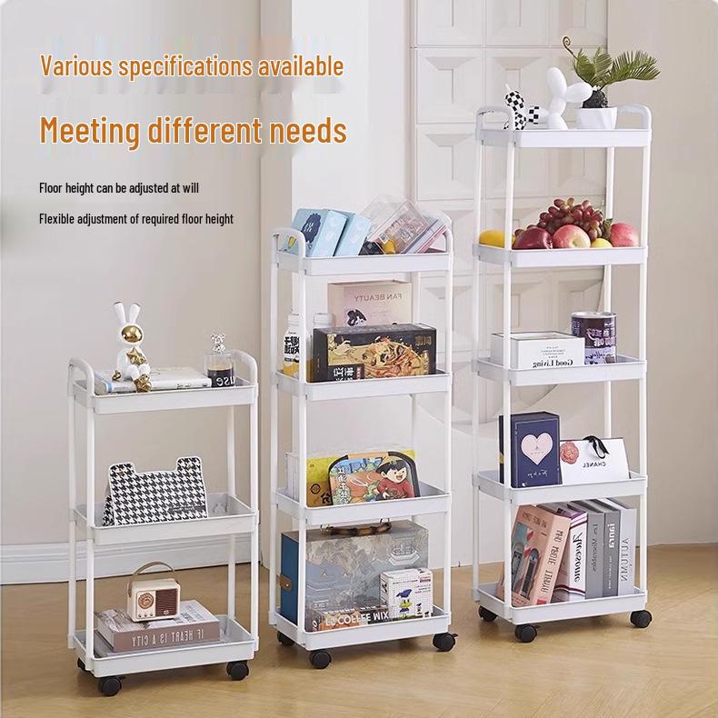 Compact Multi-layer Movable Storage Rack for Bathroom and Snacks