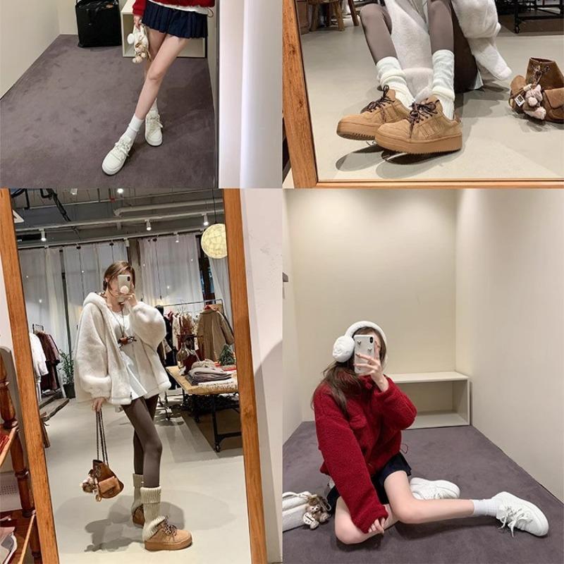 Lace-up retro classic little white shoes women's spring new round head platform versatile casual sports shoes