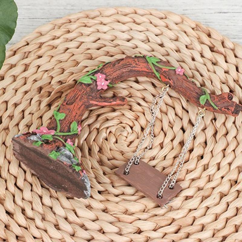 Whimsically Flower Tree Swing Figurine Resin Craft Spring Collectible Ornament For Garden Landscape Dollhouses Decors