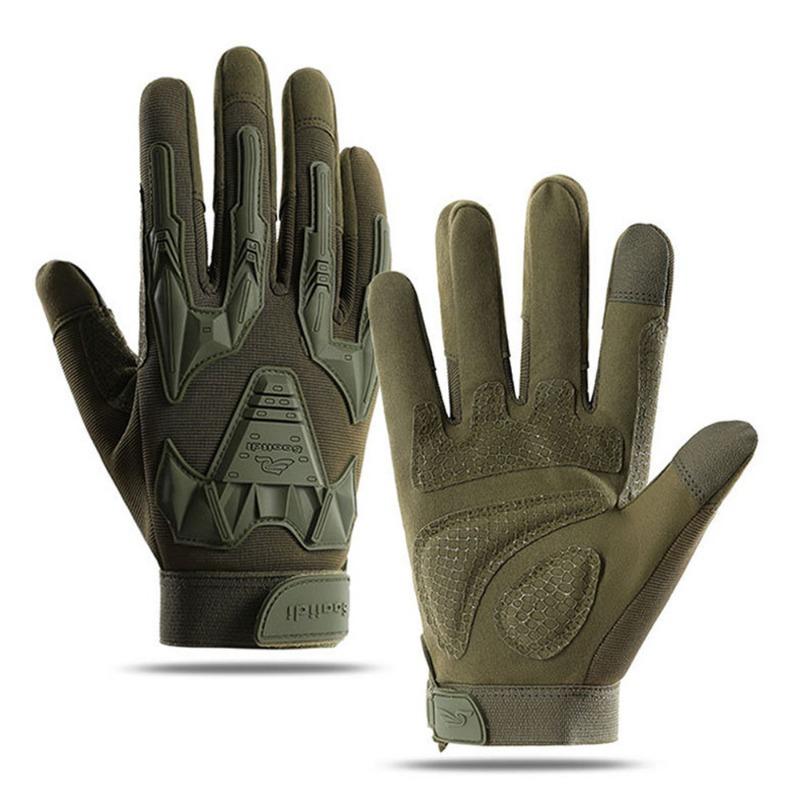 Tactical gloves men's wear-resistant windproof locomotive non-slip outdoor driving touch screen riding anti-drop full finger protective gloves