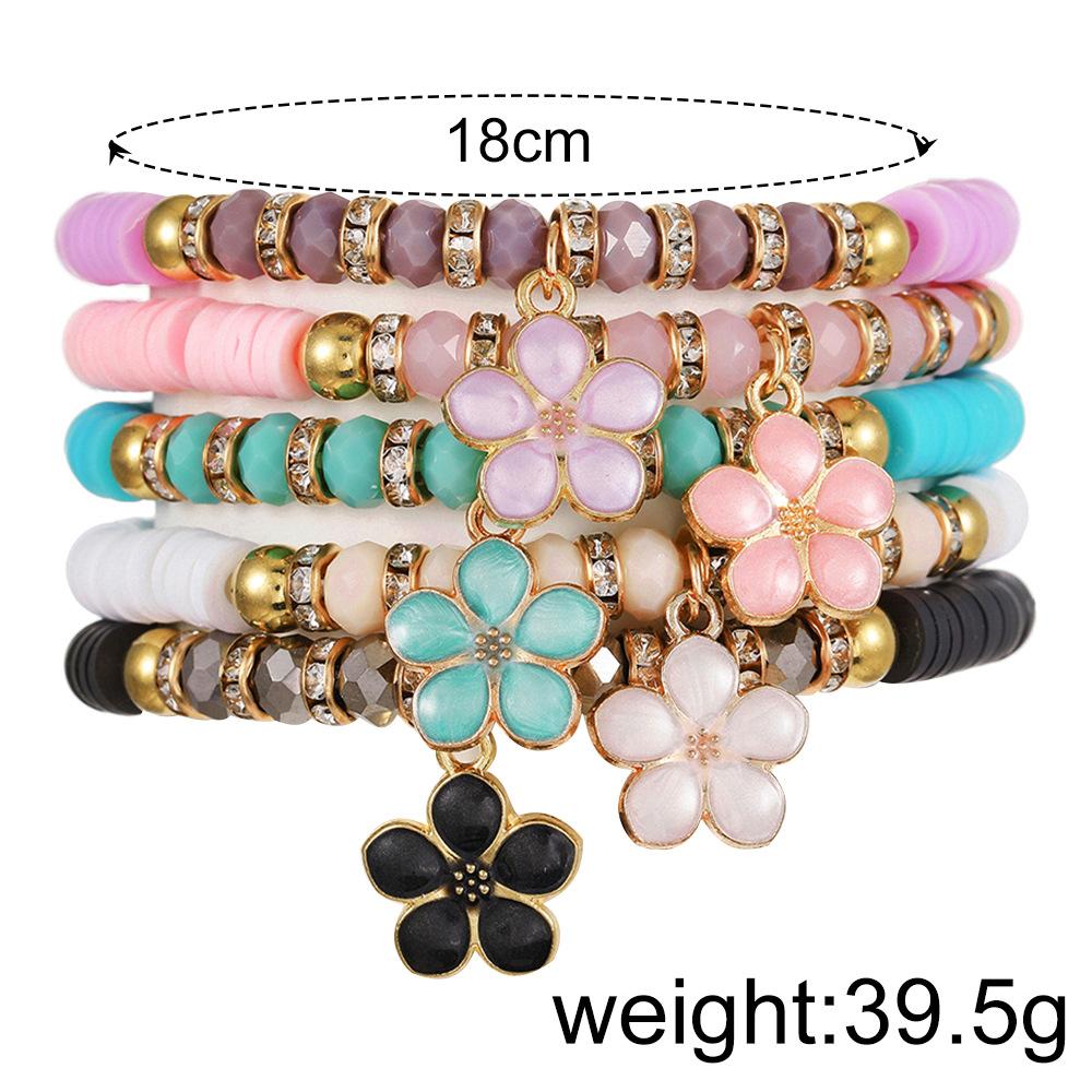 Popular, ethnic style colored butterfly flower pendant bracelet, bohemian soft pottery bracelet