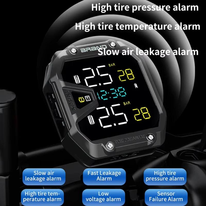 TPMS Motorcycle Tire Pressure Monitoring System With Exteral Sensors Smart Tyre Alarm Kit Universal Motorbike Accessories