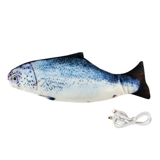 Flopping Fish Cat Toy Rechargeable Soft Stuffed Fish Interactive Chew Toy Realistic Fish Cat