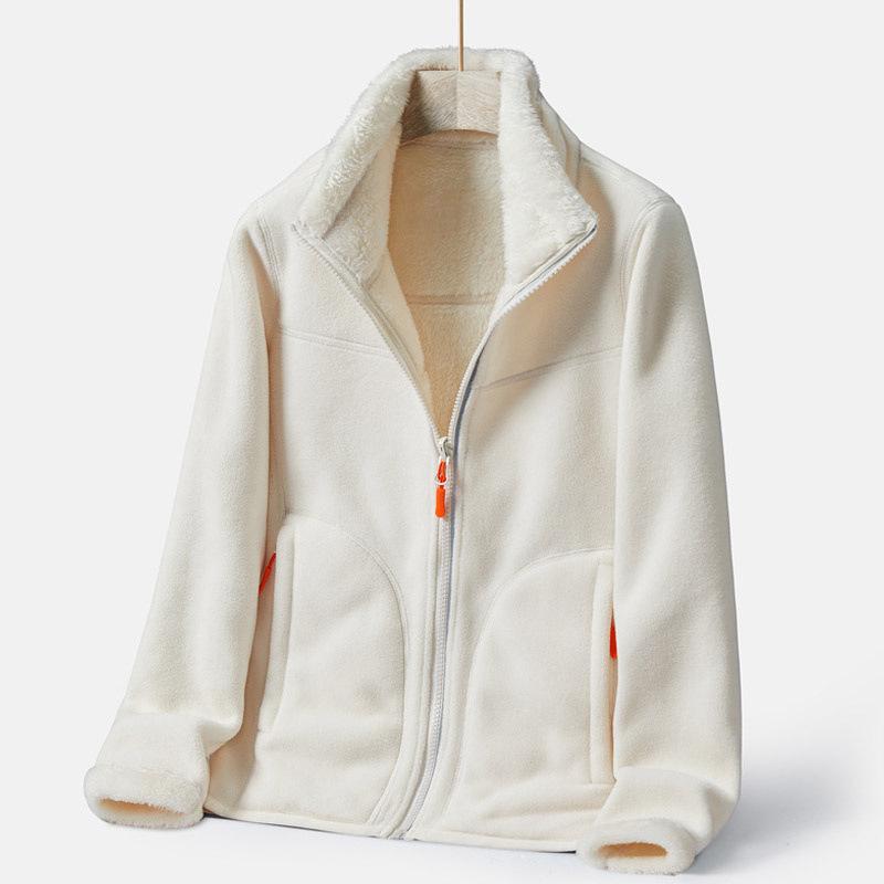 Giacca in Pile Bifacciale da Esterno per Coppia Giacca con Cappuccio in Pile Spesso da Donna Autunno Inverno Calda