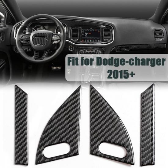 4PCS For Dodge Charger 2015-up REAL Carbon Fiber Door Corner Speaker Cover Trims
