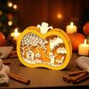 Yousheng Halloween Wooden Lighted Pumpkin for Tabletop, Spooky Pumpkin Lantern Shadow Box for Halloween Party, Dinning, Coffee Table Decoration