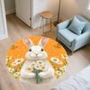 Rabbit and Flowers pattern round rug,Carpet Rug for Living Room Bedroom Sofa Playroom Decor,Non-slip Floor Mat,Holiday Gifts and Birthday Gifts