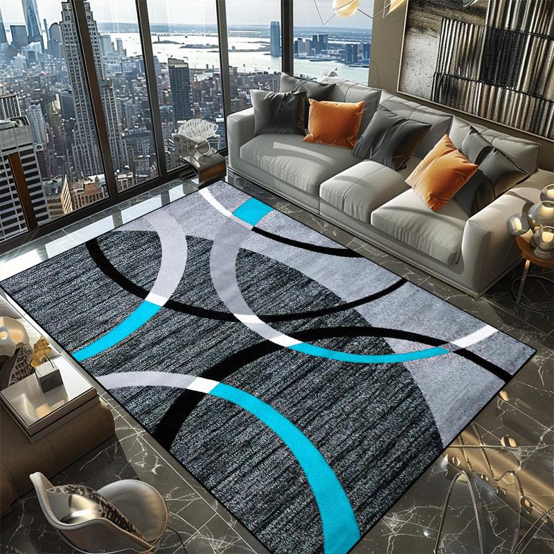 Moderner Geometrischer Teppich Wohnzimmer Dekoration Zuhause Waschbar Groß Rutschfester Teppich Schlafzimmer Bodenmatten Große Größe Flanell Anpassbar
