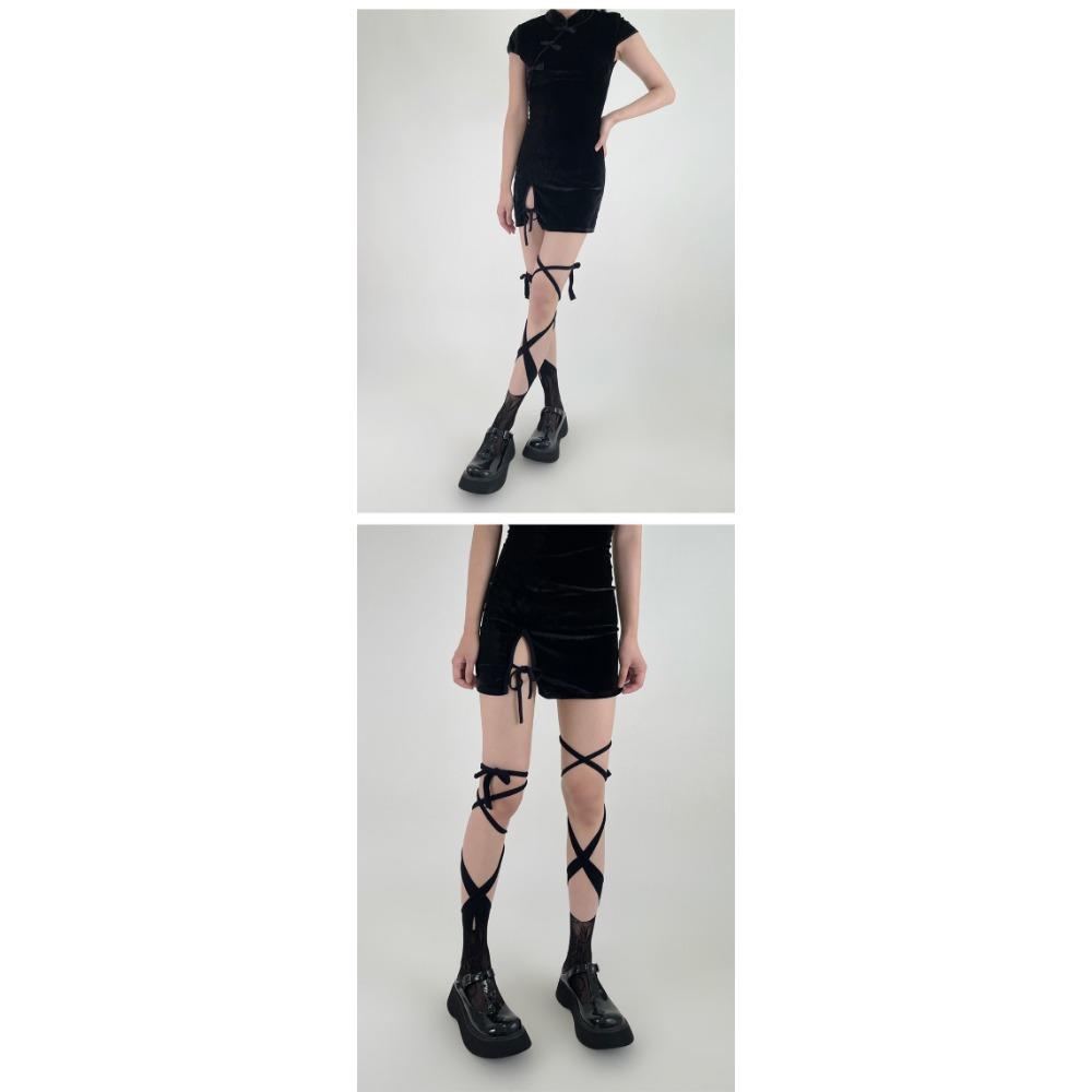 Lolita Socks Female Cute Japanese JK Cross Strap Calf Socks Hot Girl Personality Good Match Medium Tube Split Toe Socks