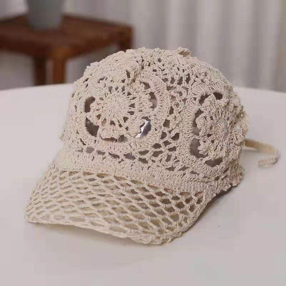 Bloemenpatroon Haakwerk Uitgesneden Vizieren Luxe Ontwerp Zoete Baseballpetten Elegante Dames