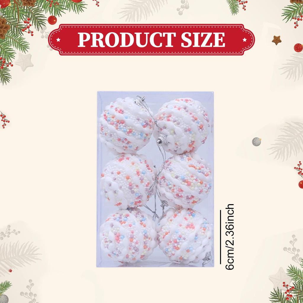 6 Pieces Christmas Hanging Decorations Xmas Decor Decorative Balls Baubles for Home