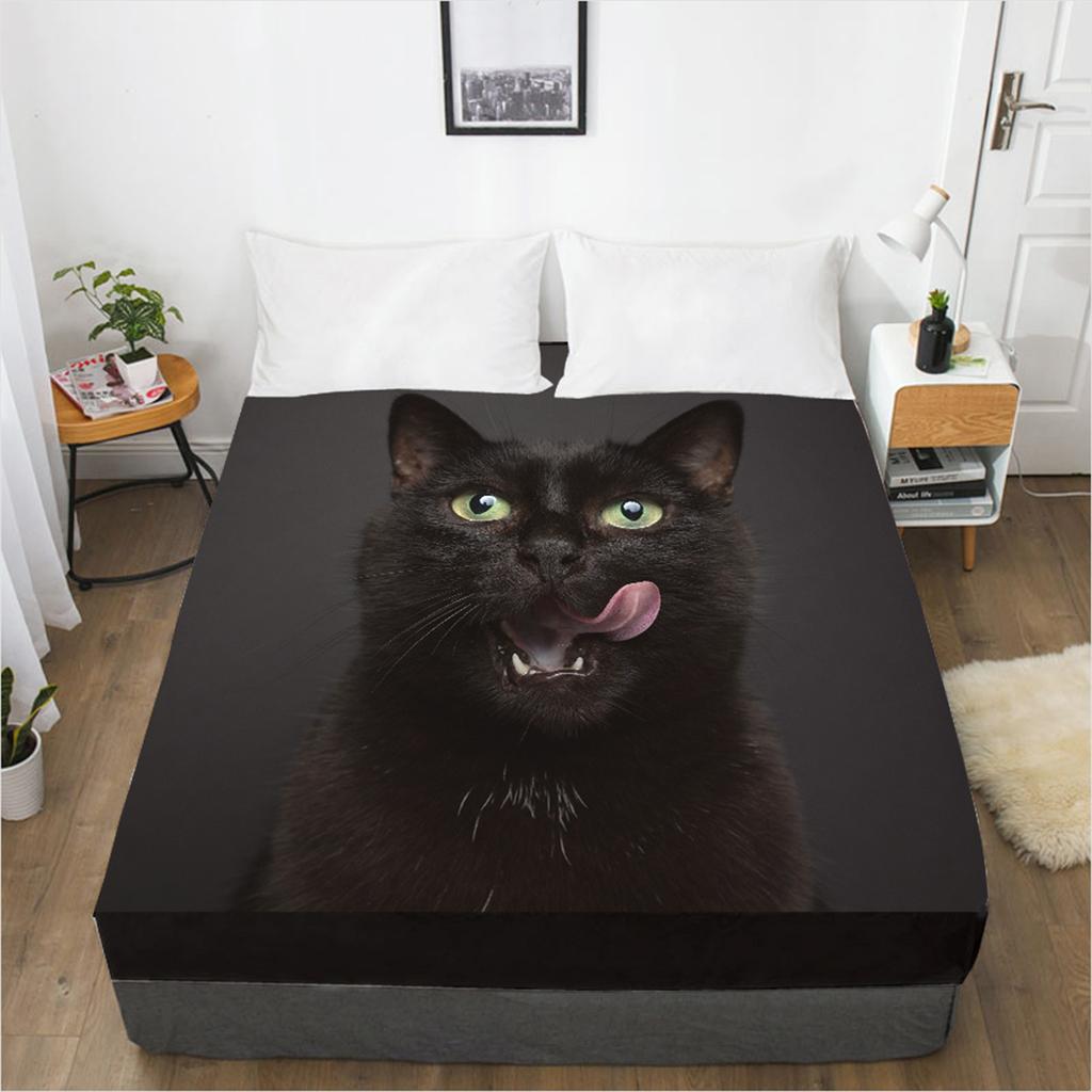 Home Textiles Dog Cat 3D Printing Pattern Bed Sheet Mattress Cover Elastic Band Bed Sheet Bedding