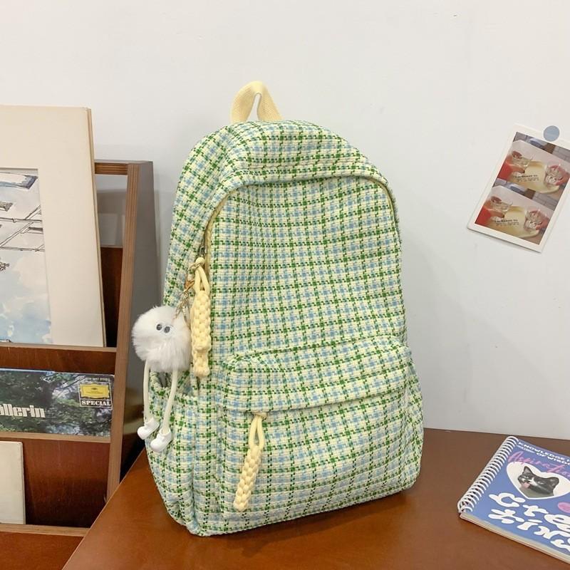 Chic Japanese Plaid Backpack High Quality Lightweight Long-lasting Design