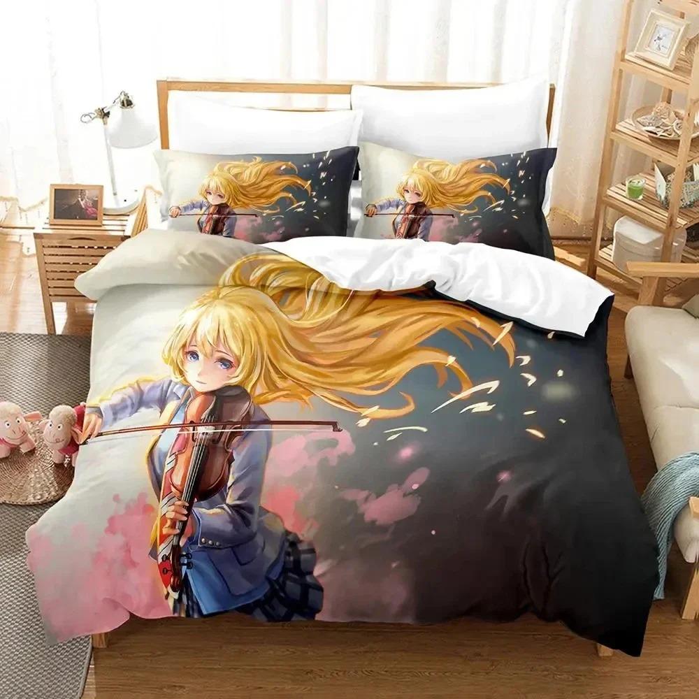 Cozy SkinFriendly Twin Queen Anime Your Lie in April Boys Girls Size Bed Kids Adult Fashion Home Textileextile Quilt