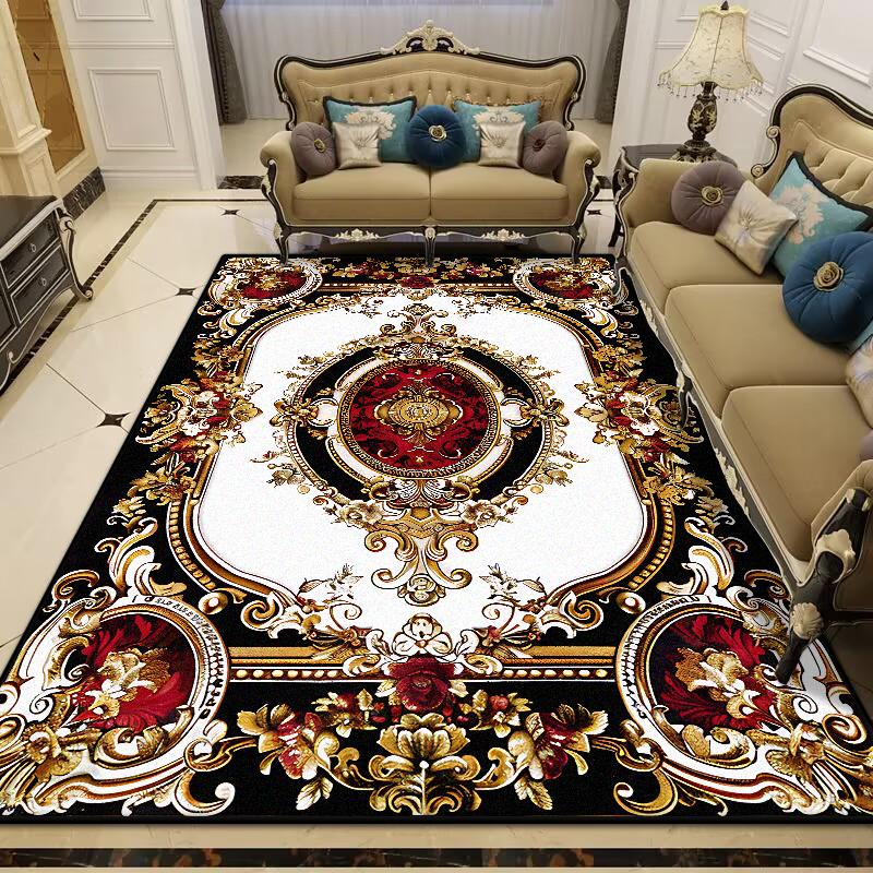 European Style Large Size Luxury Rugs Living Room Flower Design Fluffy Room Decor Bedroom Carpet Easy Cleaning Sofa Table Mat