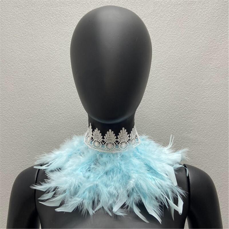 Colorful Real Feather Shawl Great for Halloween Cosplay Evening Party for Ladies Photography Capelet Adjustable Size