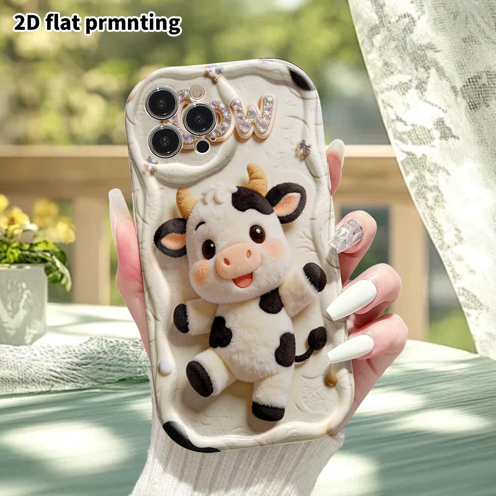 Phone Case: 2D Flat, Suitable for iPhone 18 17 16 15 14 13 12 Pro Protective Case, Phone Decoration, Black and White Cow Pattern, Halloween and Christ