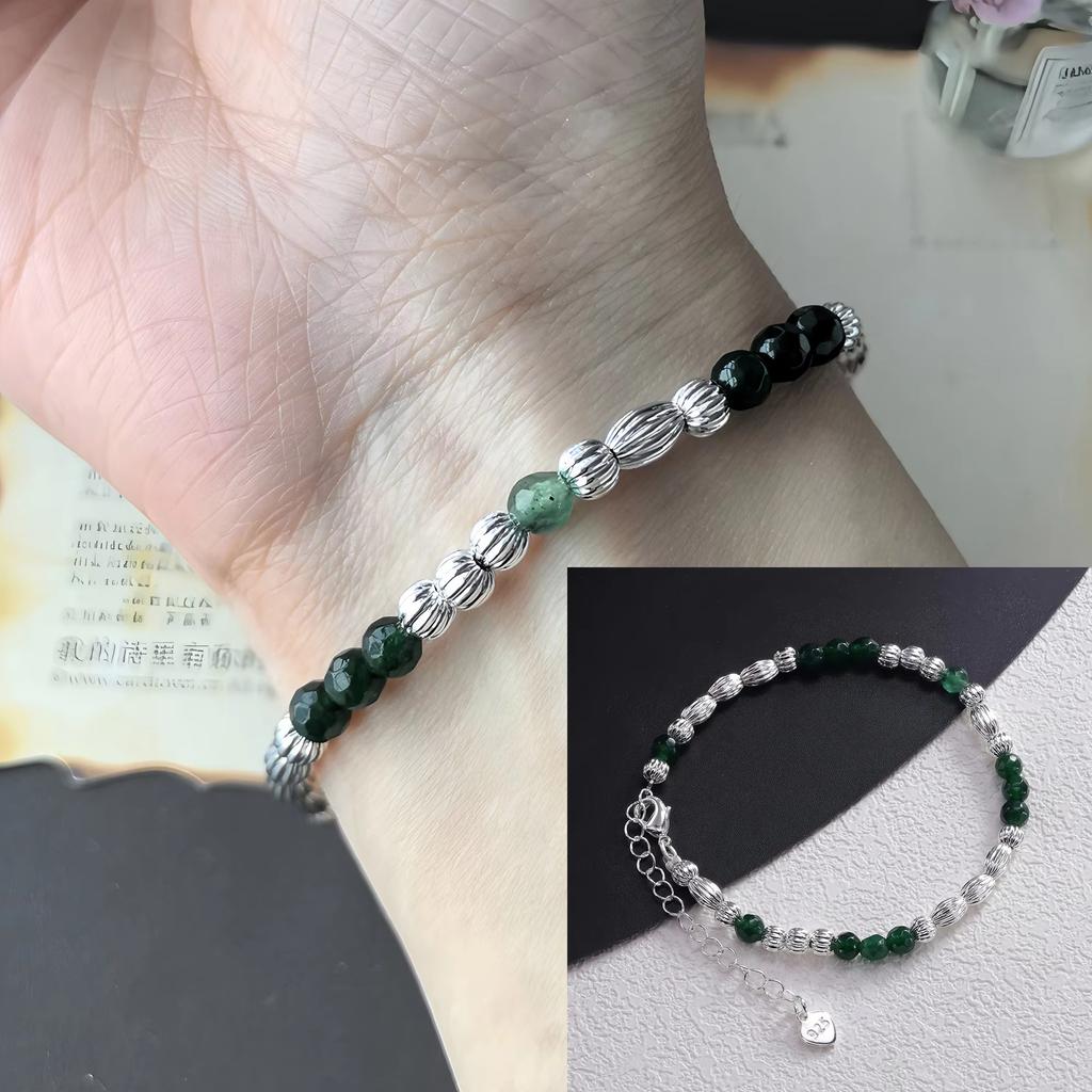 PANJBJ 925 Sterling Silver Red Agate Bead Bracelet for Women Fish Shape Retro Bead Design Versatile Jewelry Gifts Dropshipping