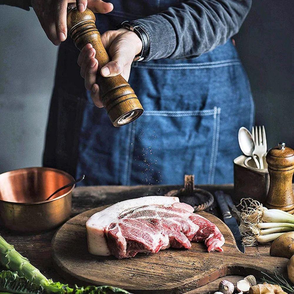 Pepper Bottle Cooking Salt Pepper Grinder Wooden Hand Pepper Grinder  Sea Salt