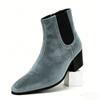 Autumn and Winter Chelsea Boots Men's Fashion High Heel Short Boots Small Square Head High Top Heel Boots Men's Boots High Heel Men's