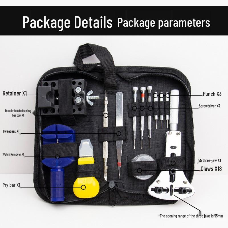 Watch Repair Tool Kit: 162-Piece Set with Band Remover, Case Opener, Battery Replacement Tools