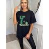 Oversized T Shirt Black Cactus And Turtle Print Casual Wear For Women Summer Streetwear Fashion Top