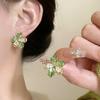 New Stitching Zircon Green Crystal Flowers Earrings for Women Personality Fashion Summer Accessories Party Jewelry Birthday Gift