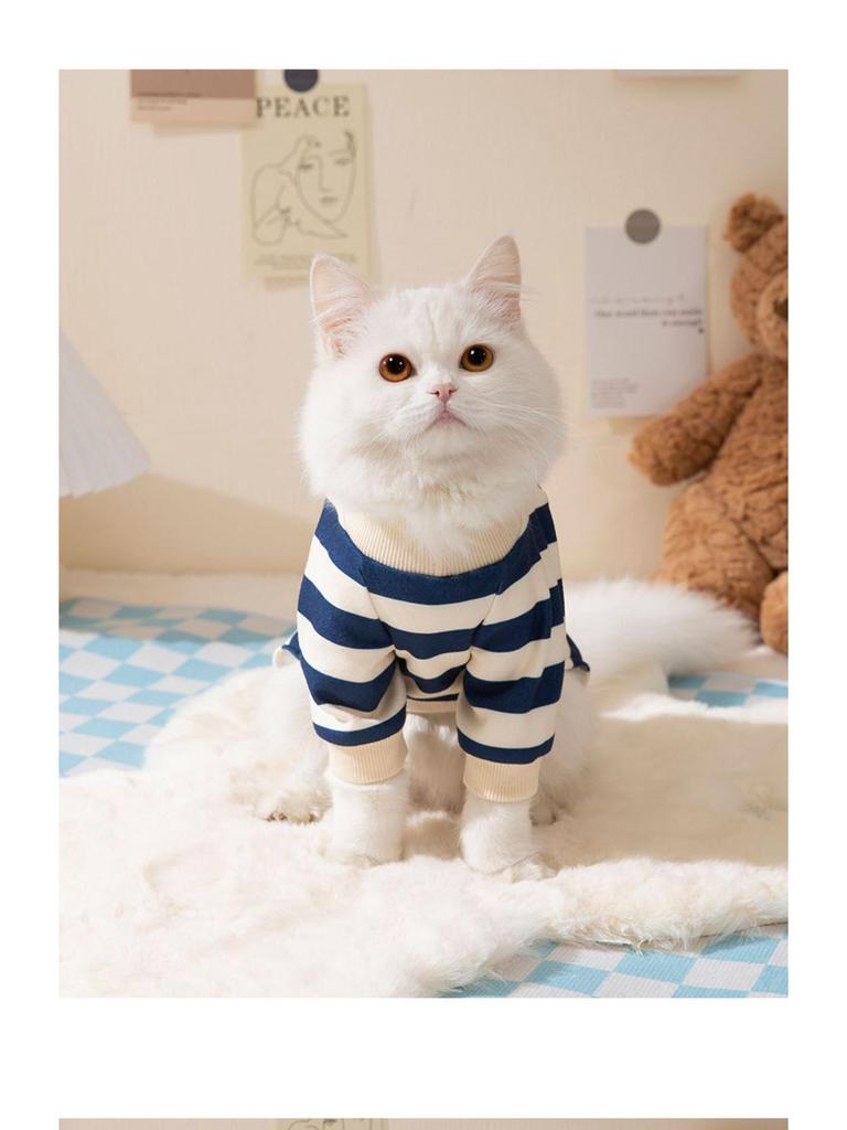 Spring/Summer Striped 3D Bear Four-Legged Pet Outfit for Dogs and Cats