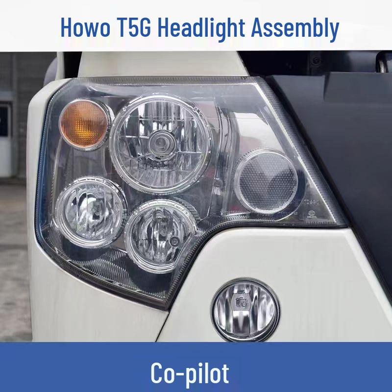 Black Gold Headlight Assembly for SITRAK Howo T7H/T5G/TX with Turn Signal & Daytime Running Lights