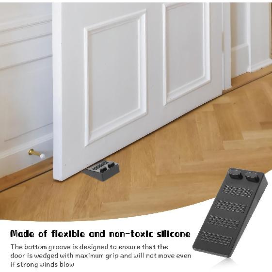 4 Pcs Rubber Door Stoppers for Bottom of Door Wedge Thin Doors Stopper for Carpet Tile Concrete Floor Large Rubber Door Stoppers for Commercial