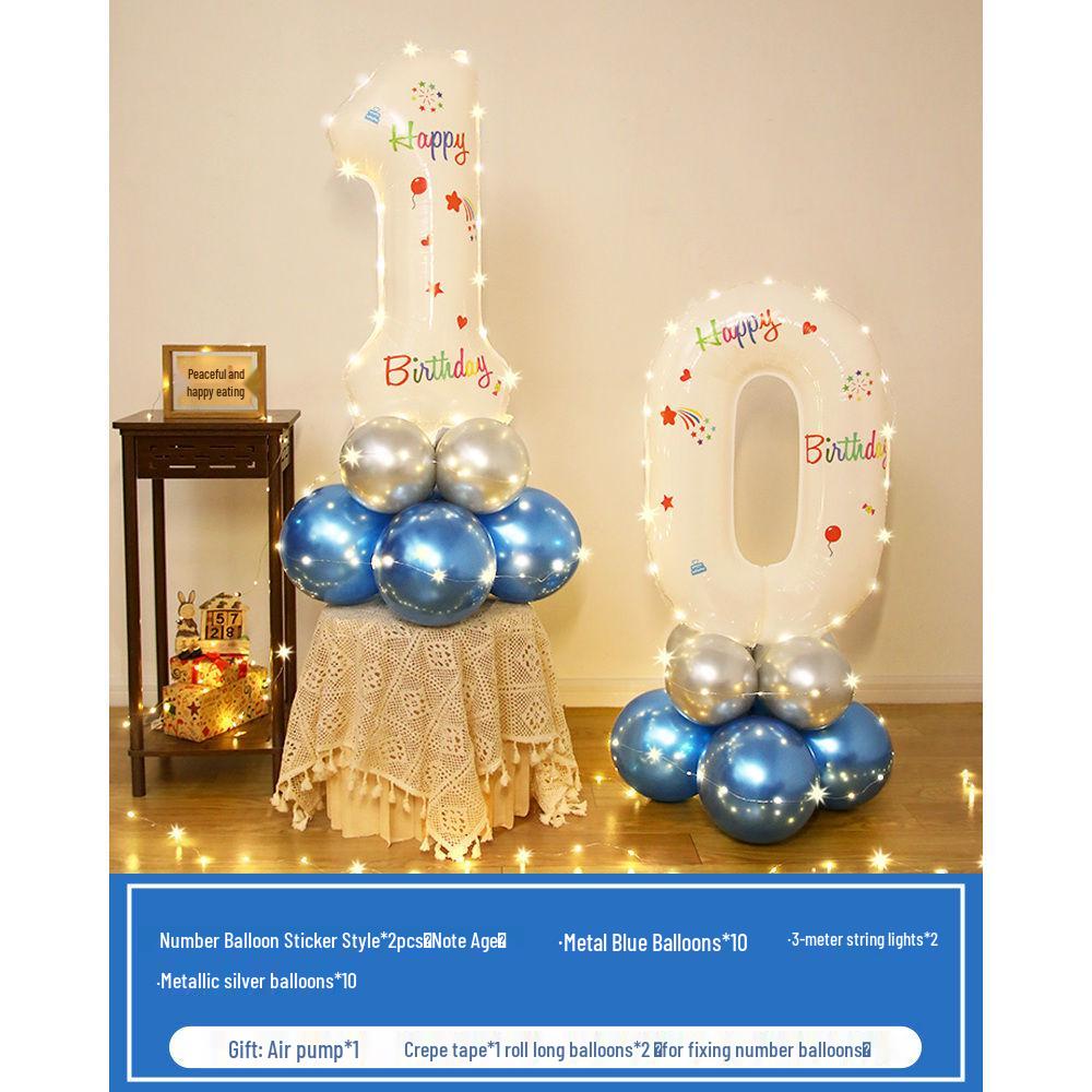 Floating Light-Up Number Balloons for Kids' 10th Birthday Decoration Scene